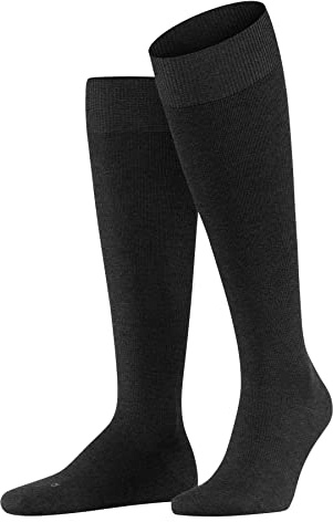 FALKE Herren Kniestrümpfe Energizing Wool M Kh Wolle Baumwolle mit Kompression 1 Paar, Grau Anthracite Melange 3080, 41-42