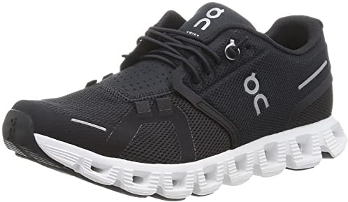ON Womens Cloud 5 Textile Synthetic Black White Trainers 9 UK