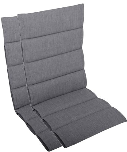 LILENO HOME Gartenstuhl Auflagen als [2er Set - Hochlehner] in Grau - Bequeme Liegen als Sitzauflagen für Gartenmöbel - Stuhlkissen für Gartenstühle und Klappstühle