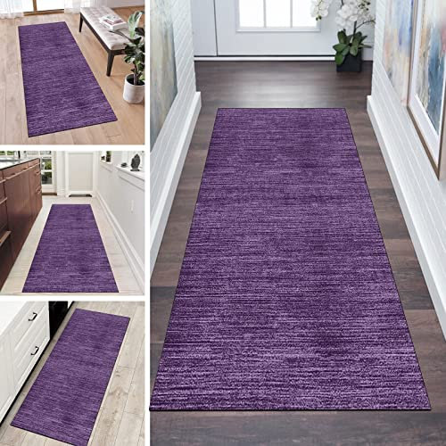 Alfombra de pasillo para cocina, pasillo, antideslizante, color morado, 2 x 3 pies, abstracta, lavable, decoración del hogar, para cocina, pasillo, sala de estar, tapete con respaldo de goma, 40-120