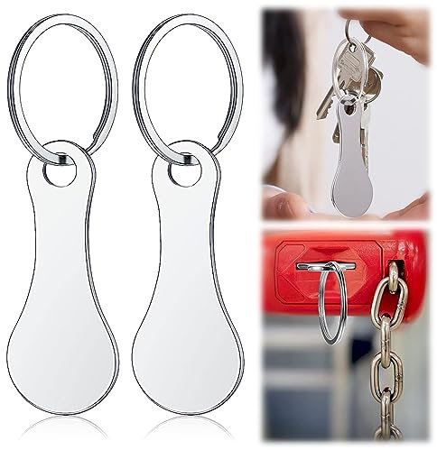 2 Stücke Einkaufswagenlöser aus Metall, Edelstahl Einkaufswagen Schlüsselanhänger, Abnehmbarer Einkaufswagenchip als Schlüsselanhänger