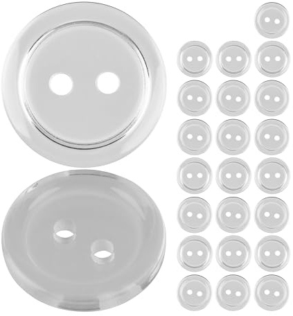 Knappar för kläder, 24 st, 2-hålade, Ø 15,2 mm, transparenta, av polyester, storlek 24L, hartsknappar för jacka, rock, skjorta, polotröja, DIY-knappharts, tvättknappar, basknapp, hantverksknappar