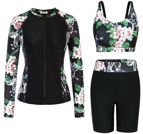 GRACE KARIN Rashguard Långärmad baddräkt för kvinnor med dragkedja elegant tankini set med jacka surfkläder simning tröja