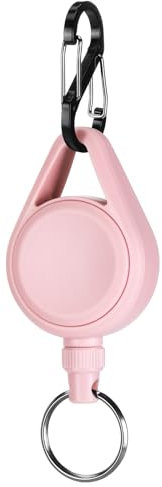 Soleebee Schlüsselanhänger Ausziehbar, Karabinerhaken Badge Holder mit 60cm Ausziehbarer Stahlseil Schlüsselkette Und Schlüsselring JoJo Einziehbarer Schlüsselkette mit Karabiner (Rosa)