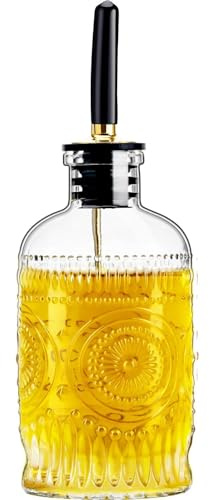 gegewawa Olive Oil Dispenser Bottle for Kitchen with Metal Spout, Glass Oil Bottles 7OZ, Elegant Glass Cooking Dispenser for Kitchen