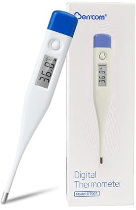 Berrcom Digital Thermometer for Adults and Babies Oral, Underarm and Rectal Medical Thermometer for Fever Kids with °C/°F Switch and Fever Alarm