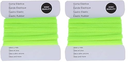 INNSPIRO Goma Elástica Amarillo Fluor 5.3mm. 3m., para costura y manualidades (Paquete de 2)