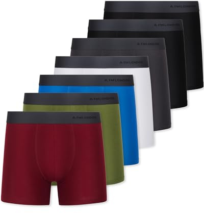 FM London Lot de 7 Boxers, Boxer pour Homme, Caleçon pour Homme sans Étiquette, Riche en Coton, Respirant, Doux et Extensible, Assorti Foncé, Taille L