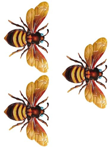 Decoración de pared de metal | Arte de pared 3D de abeja, 3 esculturas de interior a prueba de óxido, decoraciones resistentes a la intemperie para jardín, valla, puerta delantera, guardería