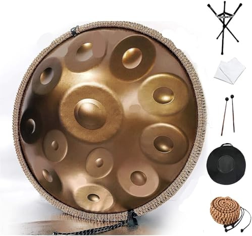 XPJYUA Tambour Handpan 432Hz/440Hz 12 Note Instrument D Mineur 22 Pouces Yoga Méditation Acier