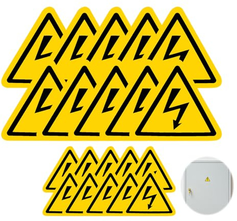 20 Stück Warnung Vor Elektrischer Spannung, 5cm und 10cm Achtung Strom Warnaufkleber Aufkleber Elektro, Warnschild Elektrische Spannung Hochspannung Strom Gefahr Warnung Gelb-Schwarz
