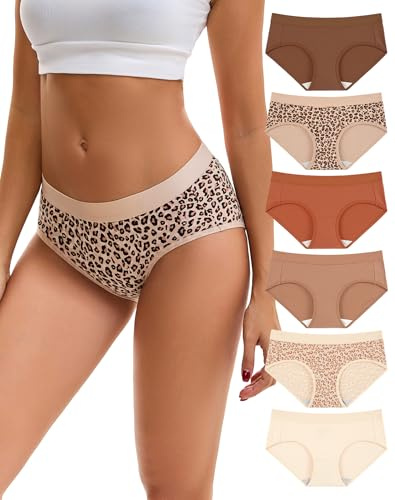 INNERSY Culotte Femme Coton Stretch Shorty, M, 2 Leopard/4 Colores Puros