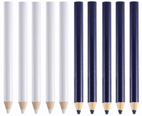YQ-BEST 10PCS Fabric Pencils for Sewing,White and Blue Water Soluble Sewing Fabric Maker, Tailors Chalk Pencil for Dressmakers DIY Crafts
