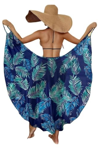 Lång kjol Wrap Bikinis Sommar Strand Badkläder Sexig Löv Tryck Klänning Wrap Solskydd Bikiniöverdrag Parei