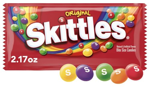 SKITTLES Original Chewy Candy Movie Night Snack Road Trip Treat, Candy for Lunch Box, Full Size, 2.17 oz Bag