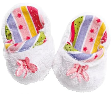 Heless 846 - Pantofole per Bambole, in Morbido Tessuto con Soletta Colorata, Taglia 35-45 cm