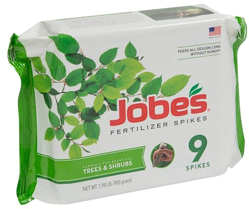 Jobe’s Slow Release Tree and Shrub Fertilizer Spikes, Easy Plant Care for Oak, Maple, Dogwood, Boxwood, and Many More Acid Loving Trees and Shrubs, 9 Count