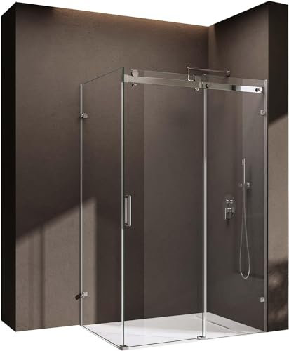 doporro Cabine de Douche rectangualire avec Porte Coulissante 90x120x195cm Paroi de Douche Montage Réversible Ravenna17-2 en Verre Transparent Pare Douche