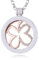Morella Damen Halskette 70 cm Edelstahl mit Amulett und Coin 33 mm Kleeblatt modern Rosegold in Schmuckbeutel