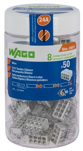 Wago - Schachtel mit 50 8-Leiter Compact-Verbindungsklemmen S2273