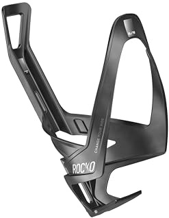 Elite Rocko Carbon Bottle Cage Mat White Graphic – Ultra Lightweight Carbon Fibre Bike Bottle Holder 25g – Front & Side Entry – For MTB, Road & Gravel Cycling
