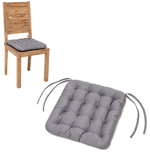 HAVE A SEAT Luxury - Sitzkissen 40x40 cm (2 St.) - bequemes Stuhlkissen, orthopädisch, waschbar bis 95°C, Trockner geeignet, farbecht - Made in Germany - (40x40 cm - 2er Set, Hellgrau)