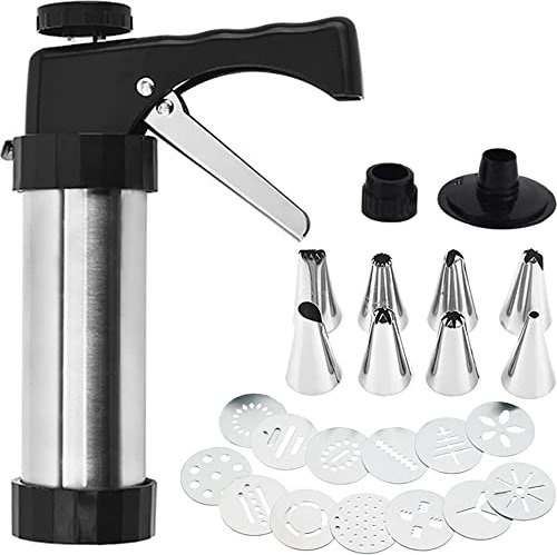 Bugucat Spremiagrumi per Biscotti e Pasticceria, per Realizzare Biscotti Fai da Te, con 13 Stencil e 8 ​Beccucci per Torte, Presse per Biscotti Pistola Sparabiscotti, Pressa per Biscotti Macchina