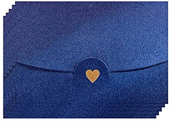 Mini Briefumschläg, 50 Stück Geschenkkarte Umschlag, Mini Umschläge Blau, mit Herz Verschluss, für Diy GeschenkKarten Weihnachten Valentinstag Geburtstagsfeier Geschenk Card(Blau)