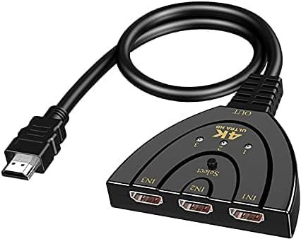 SZJUNXIAO HDMI-Switch, 4K@30Hz, 3 Eingänge, 1 Ausgang, Schwarz, UHD/3D/1080P@60Hz, Splitter, Adapter, sehr leistungsstark, unterstützt Xbox/PS3/PS4/Roku/Fire TV/Blue-Ray