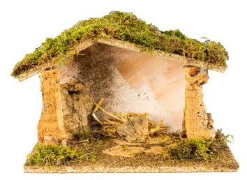 Holyhome Capanna vuota per Presepe 30x15x19 cm (11,81x5,90x7,48 Inch), Struttura Realizzata e Dipinta a Mano, Made in Italy