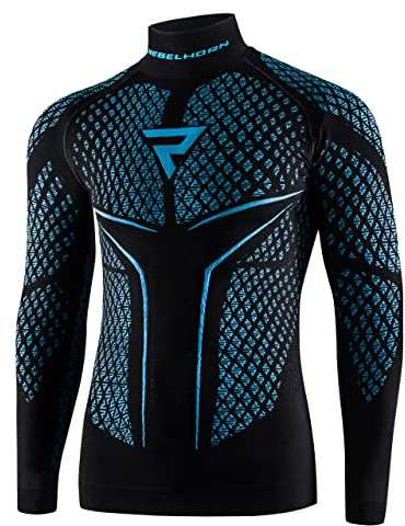 REBELHORN Therm II Camiseta Térmica Hombre | Manga Larga | Ropa Interior Termoactivo | Camisa Funcional | Absorción de Humedad | Transpirable | Zonas de Compresión | Ropa de Moto Térmica