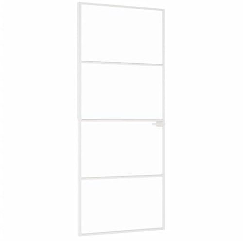 vidaXL Puerta de interior vidrio templado y aluminio blanco 83x201,5cm, puerta, puerta interior, puerta interior acristalada, puerta de cristal