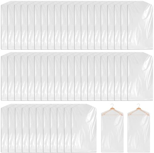 60 sacchetti trasparenti per abbigliamento: 60 x 110 cm copertura antipolvere per vestiti per abiti, sacchetti per vestiti da appendere, sacchetti per lavaggio a secco per abiti, giacche, camicie