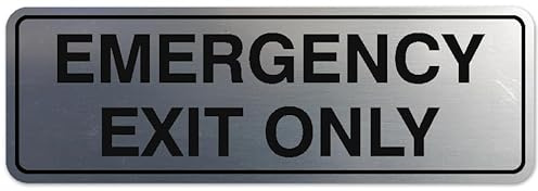 Signs ByLITA Standard Emergency Exit Only Sign - Easy Installation | Durable Wall or Door Sign (Brushed Silver) - Large