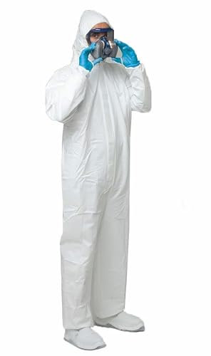 Buzo mono con capucha protección impermeable laminado Cat III tipo 5B/6B. Color blanco. Talla 4XL