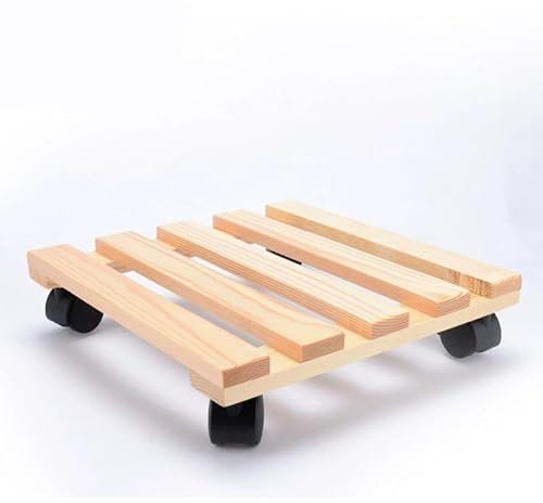 Citymart Soporte con Ruedas para Plantas , Base de Madera Natural, 4 Ruedas Giratorias Haya Natural, Capacidad de Carga 100 kg (30CM)