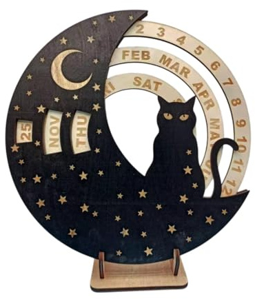 HuadaXtai Calendrier perpétuel Suspendu en Bois Rond, décoration Murale rotative, Calendrier des Anniversaires, Design Vintage, idéal pour Le Bureau et la Maison.