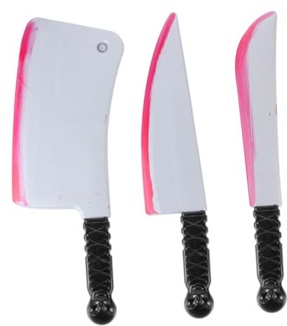 ibasenice 3 Pièces faux couteau halloween haloween silletum feist couteau de cuisine déguisements knife déguisement ca costume party zombi couteaux d'horreur sanglants couteaux de fauche PVC