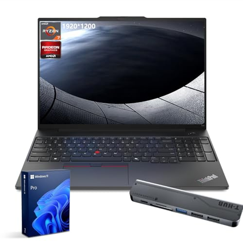 Lenovo ThinkPad E16 Gen 2 Business Laptop, 16 FHD+ Display, AMD Ryzen 7 7735U, 32GB DDR5 RAM, 1TB SSD, Fingerprint, Backlit, Wi-Fi 6, Windows 11 Pro, Bundle with Thunderobot 7-in-1 USB-C Hub