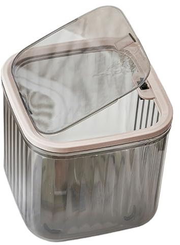 Desk Garbage Can - Small Lidded Trash Bin for Desk - Transparent Space-Saving Container, Cosmetics Organizer Vanity Waste Basket for Bathroom, Study Room, Dorm
