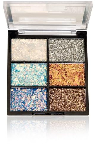Moon Star 6 Color Glitter Eyeshadow Palette | Shimmery Finish Highly Sparkling Glitter Eyeshadow | Long Lasting Eye Makeup Palette (Shade - 01, 15g)