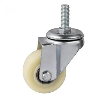 4 ruedas, ruedas universales con tornillo de 2 pulgadas, dirección resistente al desgaste M10*25, estructura de nailon blanco medio