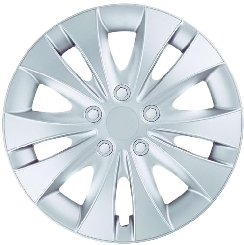 Albrecht Copricerchi 15 pollici argento neri per cerchioni in acciaio - Borchie pollici Storm in plastica di alta qualità con rivestimento a strati - Made in EU