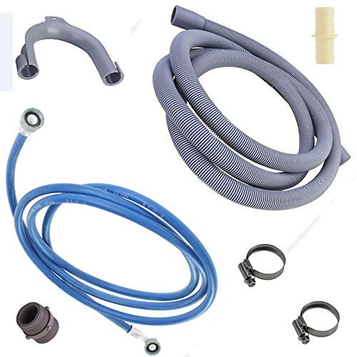 Universal Washing Machine Cold Inlet Fill & Waste Water Drain Hose Extension Kit 2.5m