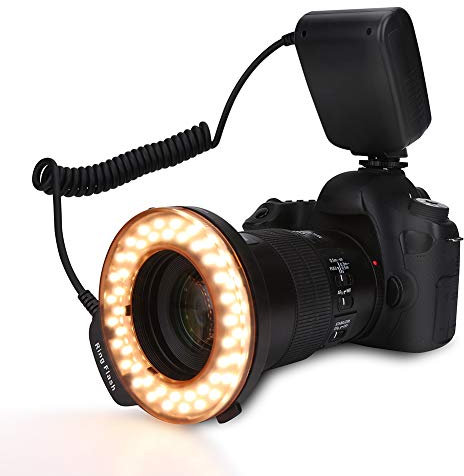 Flash de Anillo LED portátil para cámara con 7 Modos de Brillo, luz de Relleno de Flash Izquierda/Derecha con Pantalla LCD, Accesorio de cámara, Adecuado para Amantes de la fotografía