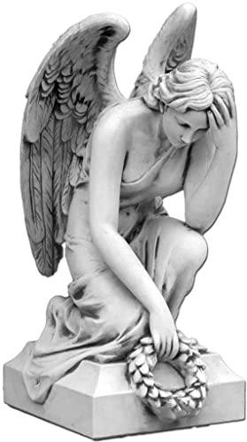 gartendekoparadies.de Grande Figure d'ange en Pierre sur piédestal en Pierre reconstituée, résistant au Gel