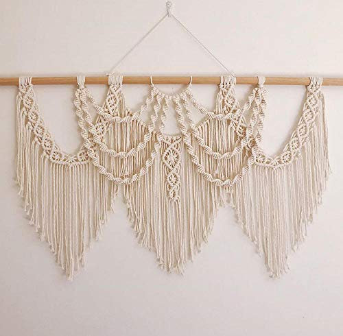 CBXSF Grande Appeso a Parete in macramè Decoro Bohemien Arazzo macramè sopra la Testiera d'Arte Arazzo Intrecciato Tenda da Matrimonio macramè,97cm(Larghezza) X 60cm(Lunghezza)