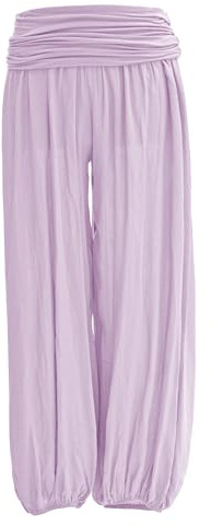 TEXTURE Ladies Women Italian Lagenlook Plain Viscose Boho Harem Ali Baba Trouser Pants Joggers One Size (Lilac, One Size)