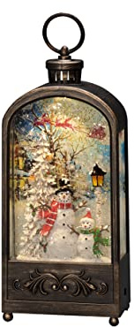 Konstsmide Globo di neve a LED ad arco/riempita d'acqua/decorazioni natalizie per interni/timer/funzionamento a batteria: 3 x AA 1,5 V (escl.) o USB (Inc), plastica PVC, marrone