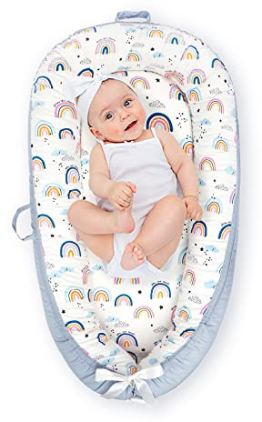 Baby Nest Lounger Cot Bed Portable Baby Bassinet Soft Breathable Newborn Lounger Perfect for Newborn Gift Napping Co-Sleeping and Traveling from 0-18 Months